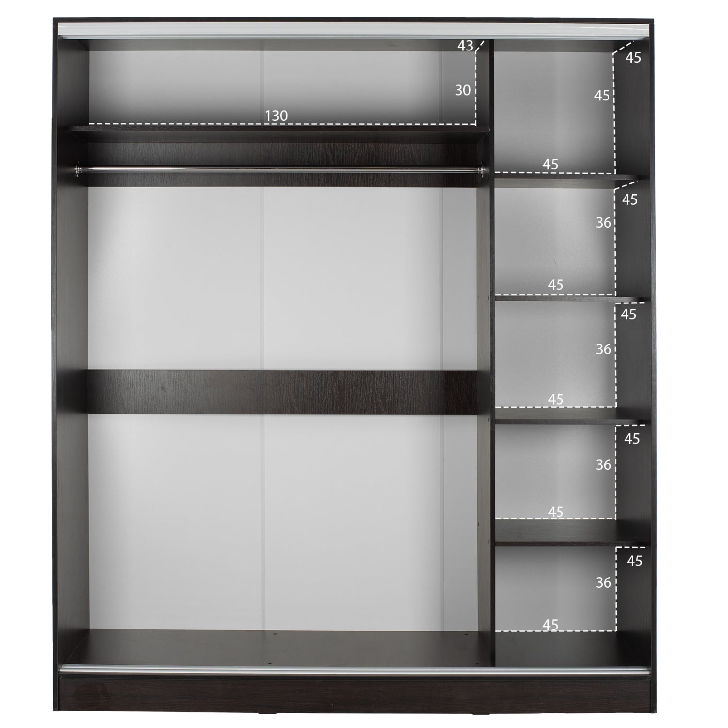 WARDROBE 2-LEAF HM2434.02 ADLER SLIDING DOORS MIRROR WENGE 160x60x210H