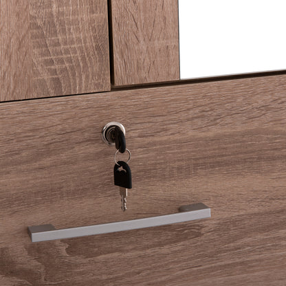 WARDROBE WITH MIRROR & SHELVES JARRY HM2485.11 MELAMINE IN SONAMA OAK 119x48x183Hcm.