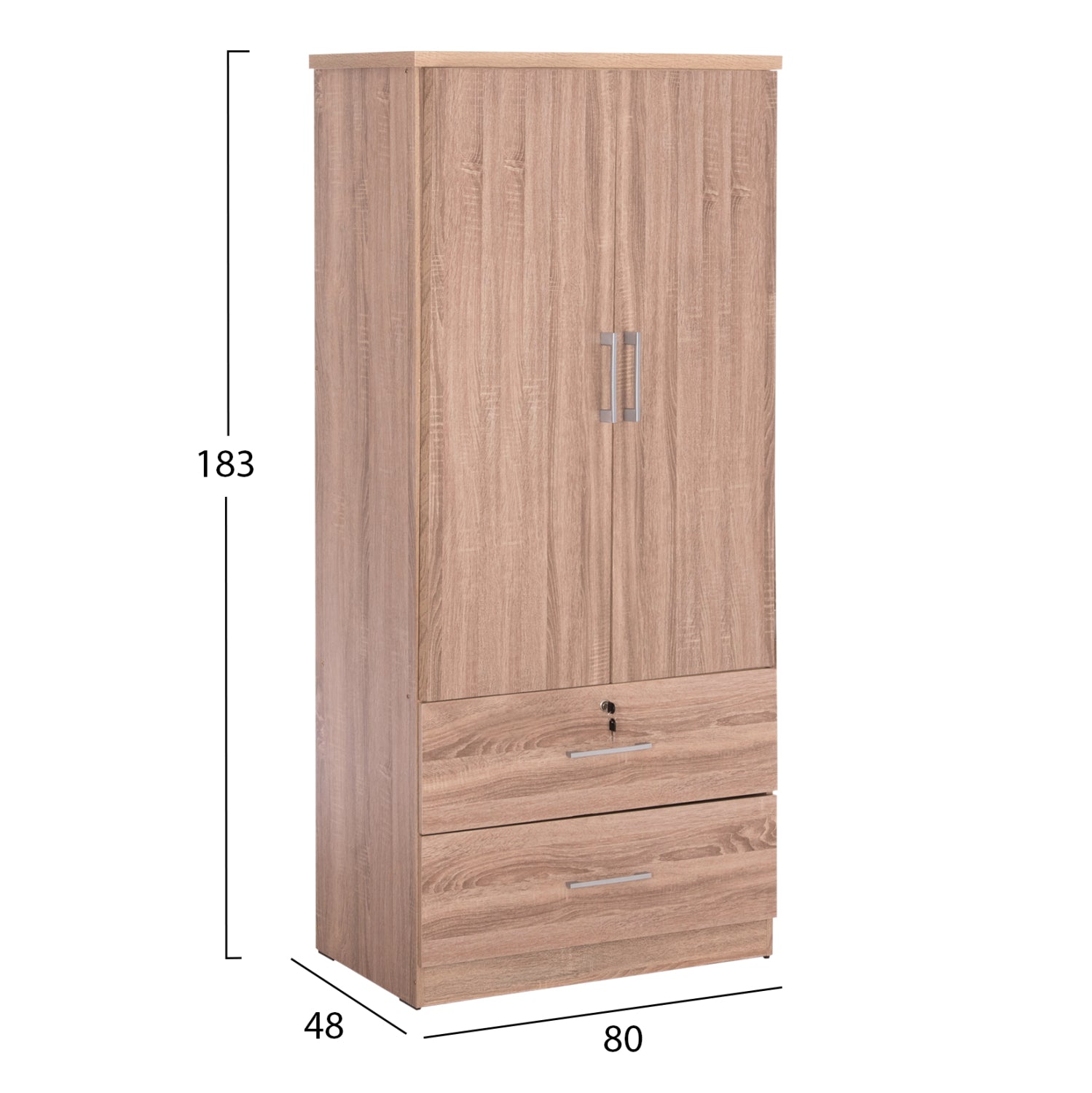 WARDROBE WITH DRAWERS REINA HM2484.11 MELAMINE IN SONAMA OAK 80x48x183Hcm.