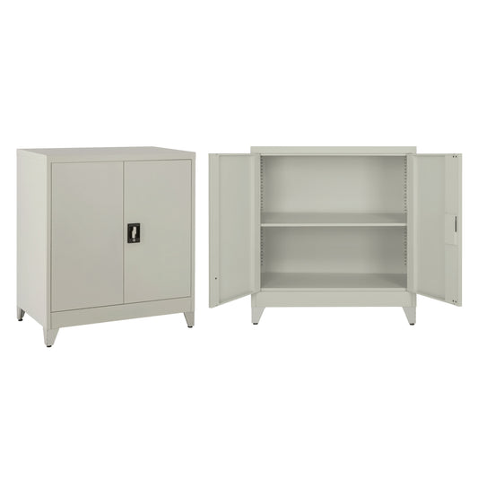 CLOSET METALLIC DURON HM11980 2-LEAF WITH 2 STORAGE SPACES & LEGS-GREY 90Χ40Χ100Hcm.
