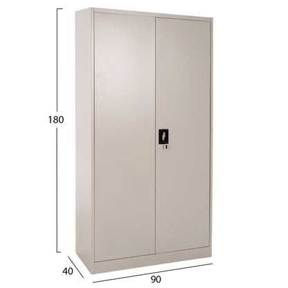 WARDROBE METALLIC HM5959.01 2-LEAF WITH 5 STORAGE SPACES LIGHT GREY 90Χ40Χ180Hcm.