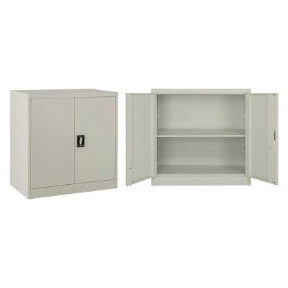 WARDROBE METAL HM5960.01 WITH 2 STORAGE SPACES LIGHT GREY 90Χ40Χ90Hcm.