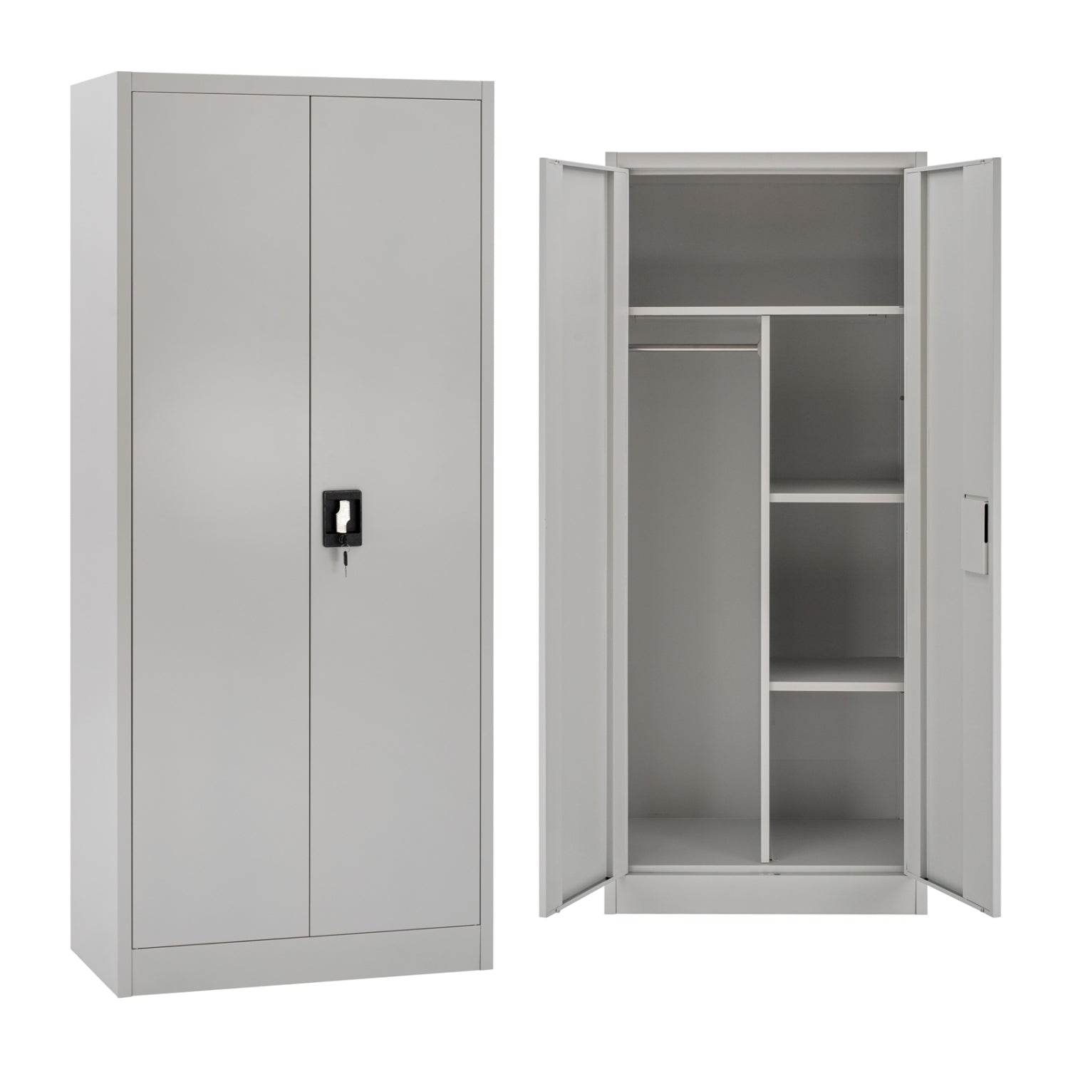 WARDROBE HM5961.01 METALLIC 2-LEAF LIGHT GREY 90Χ45Χ180Hcm.