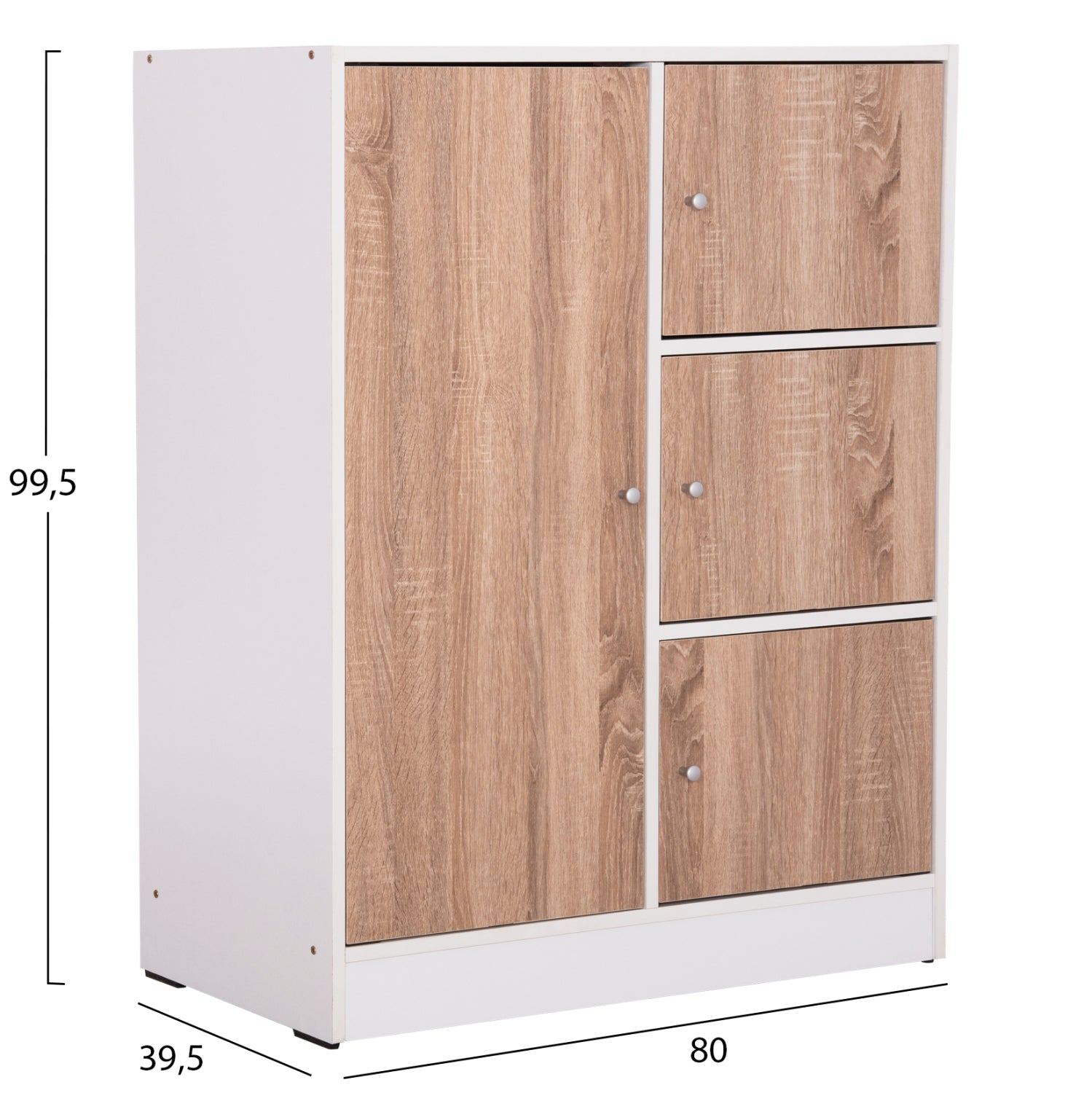 CABINET WITH 4 STORAGE SPACES MATIN HM2479.01 SONAMA OAK-WHITE MELAMINE 80x39,5x99,5Hcm.