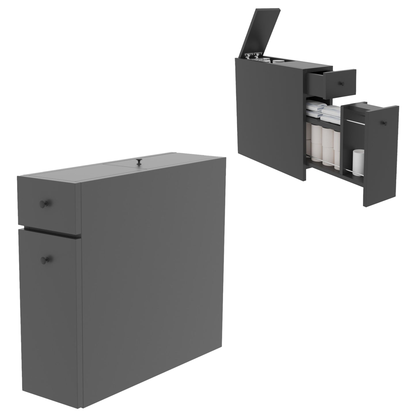 BATHROOM CABINET CHARCOAL GREY MELAMINE 19x60x55Hcm.HM9424.01
