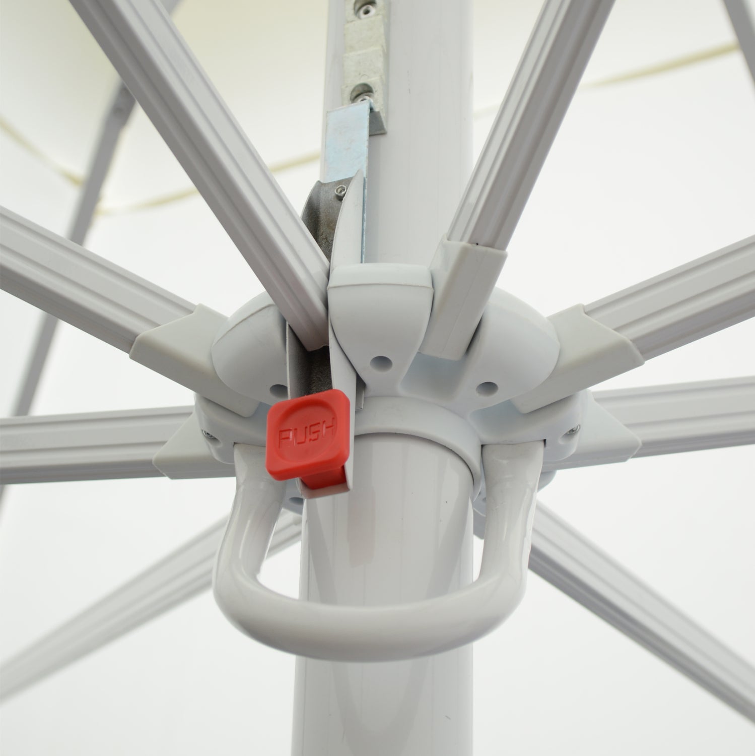 PROFESSIONAL ALUMINUM UMBRELLA HM6002 WHITE-ENHANCED VENTILATION-TELESCOPIC-4Χ4x2,95Hm