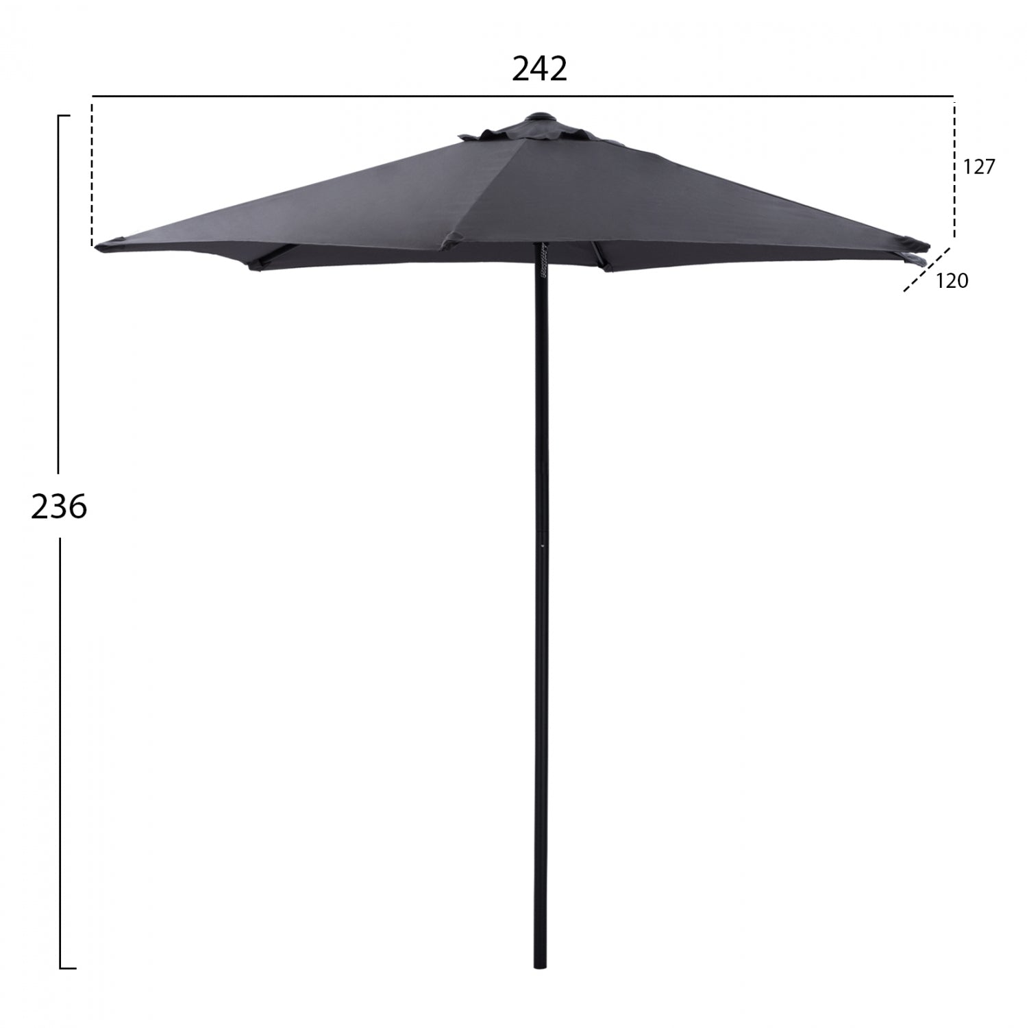 ALUMINUM UMBRELLA 2.50M WITH 6 RADIES GRAY CLOTH HM6030.10