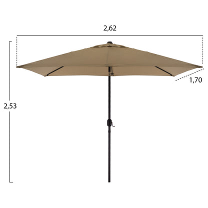 ALUMINUM UMBRELLA HM6029.02 RECTANGULAR TAUPE 262x170x253 cm.