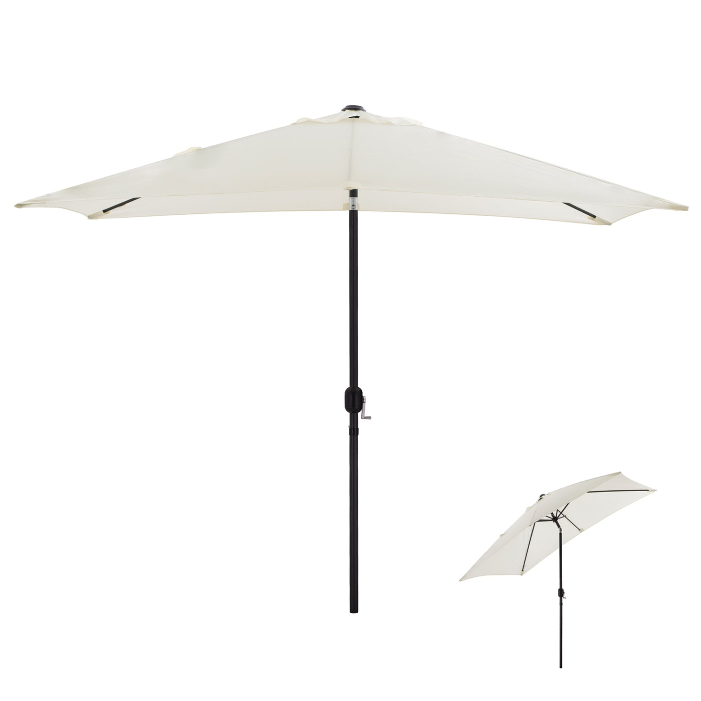ALUMINUM UMBRELLA HM6029.10 RECTANGULAR RECLINING BEIGE GRAY 262x170x253 cm.