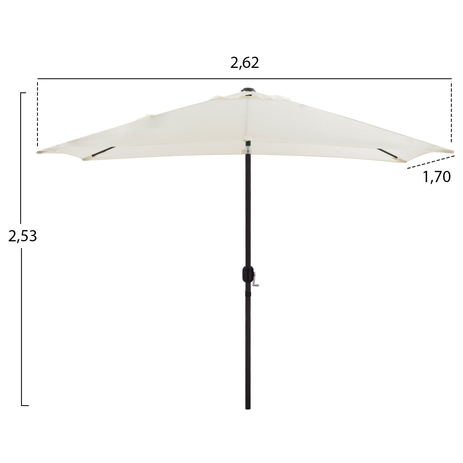 ALUMINUM UMBRELLA HM6029.10 RECTANGULAR RECLINING BEIGE GRAY 262x170x253 cm.