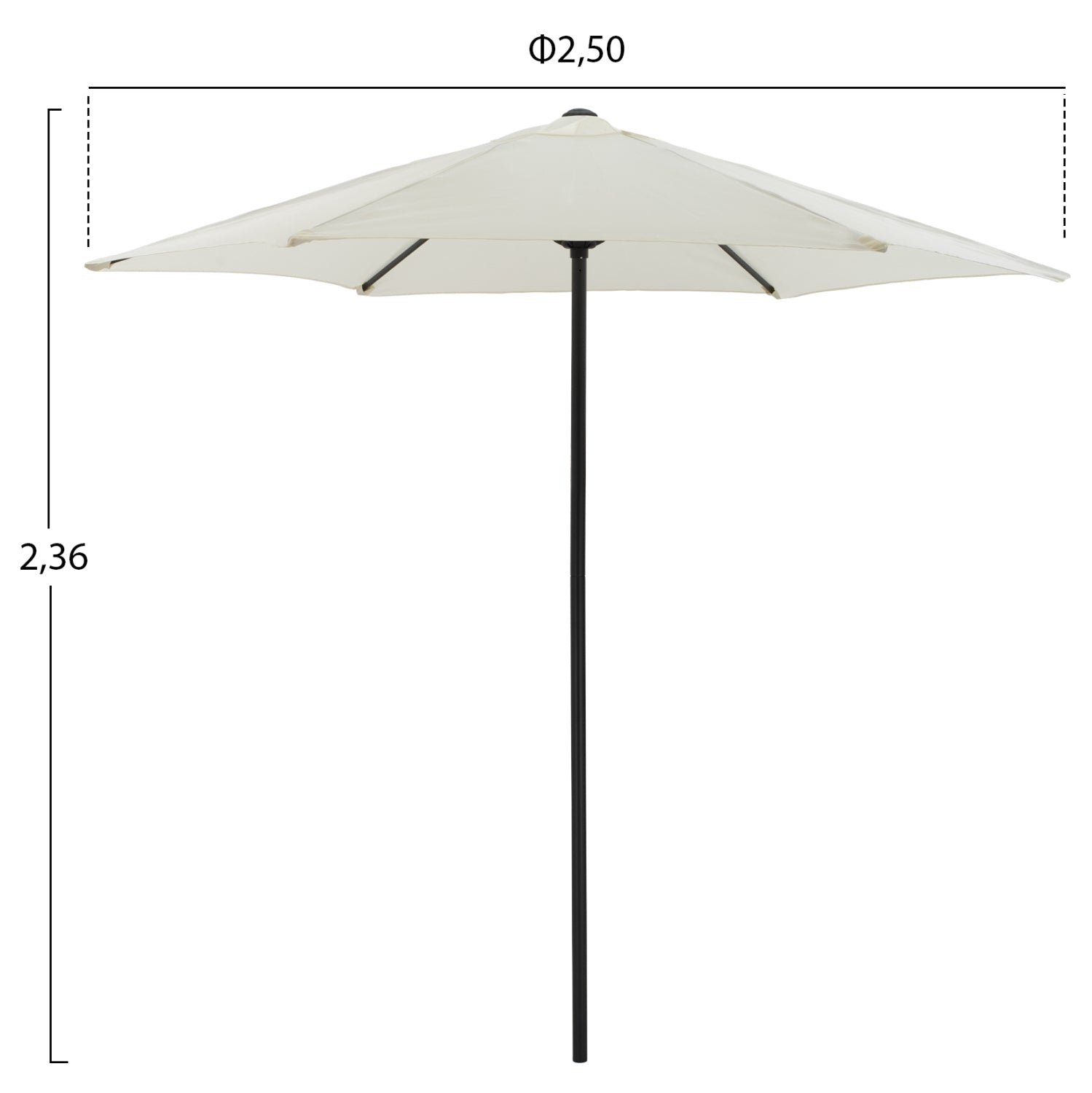 ALUMINUM UMBRELLA HM6030.02 ECRU- GRAY Φ250x236 cm.