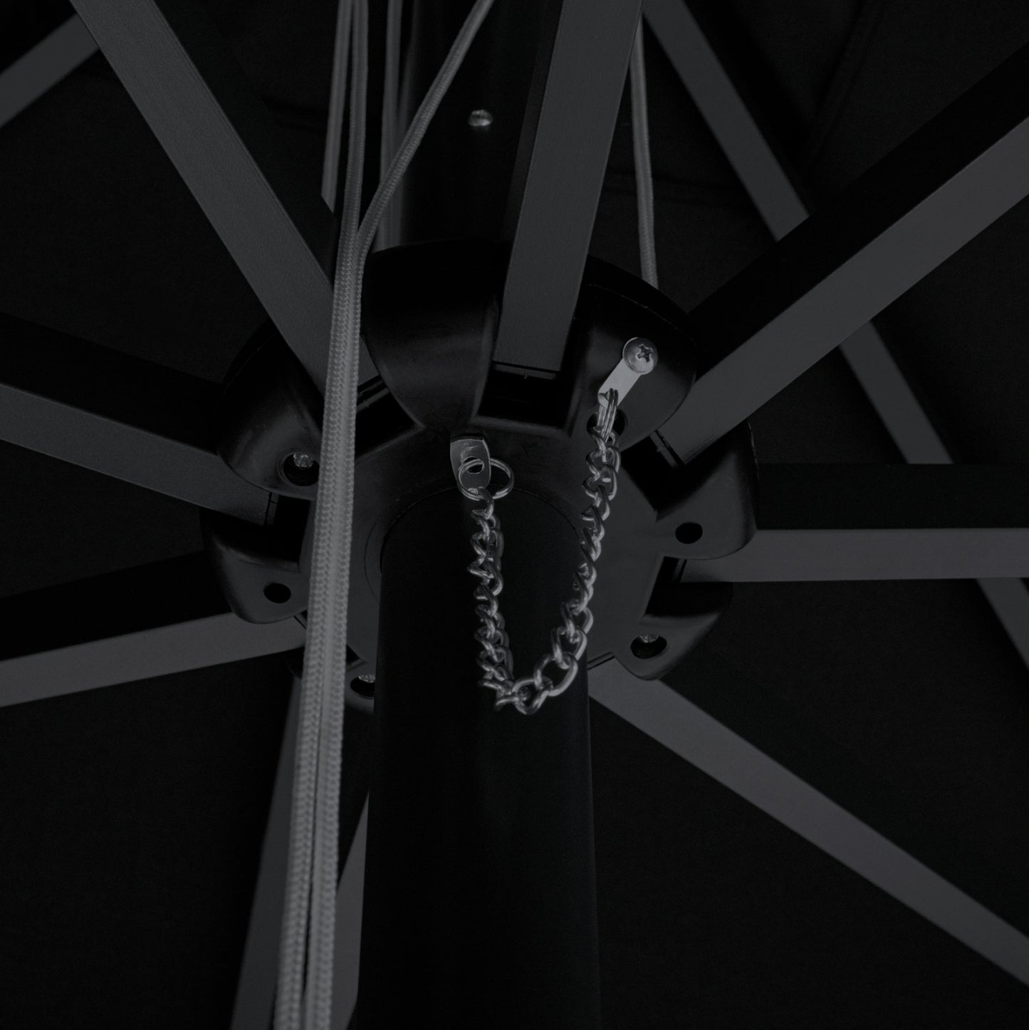 PROFESSIONAL 3x3x2,83M ALUMINUM UMBRELLA WITH ACRYLIC CLOTH IN BLACK SHADE HM6026.03