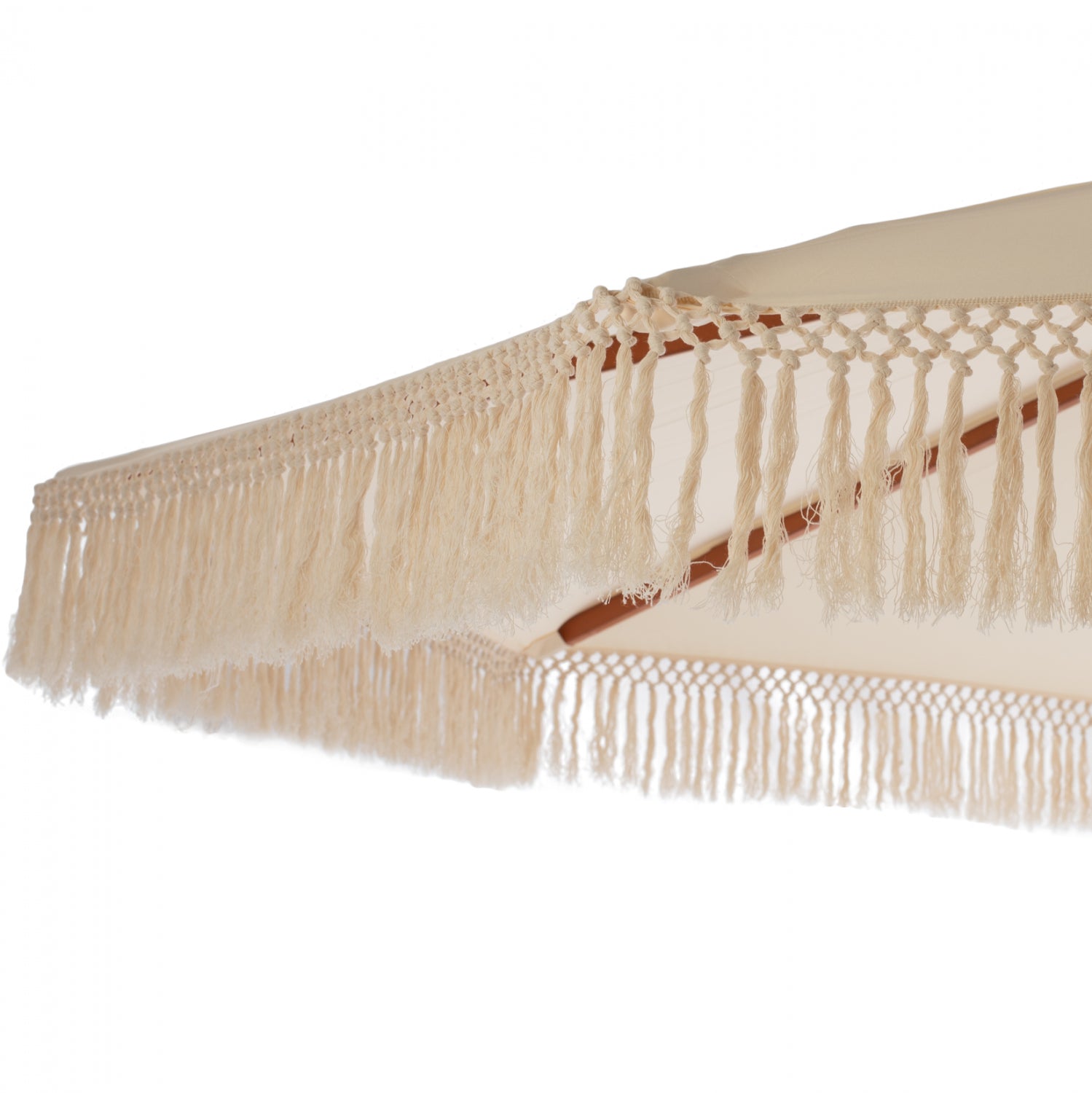 UMBRELLA WAGNER HM5776.01 BEIGE SHADE AND FRINGES-HARDWOOD BROWN POLE Φ3X2.50Hm
