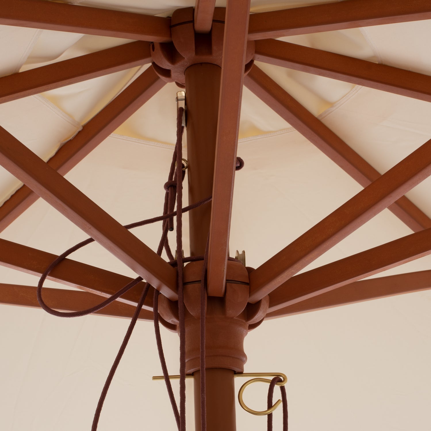 UMBRELLA WAGNER HM5776.01 BEIGE SHADE AND FRINGES-HARDWOOD BROWN POLE Φ3X2.50Hm
