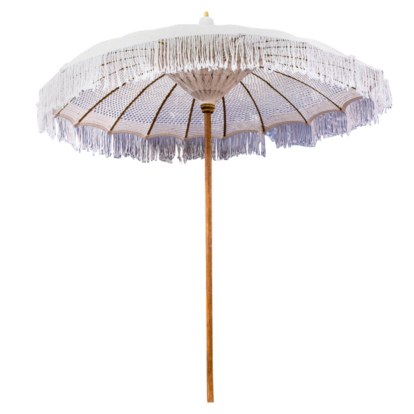 LUX UMBRELLA HM6035.91 TEAK POLE BEIGE MACRAME 200X250