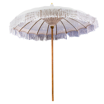 LUX UMBRELLA HM6035.91 TEAK POLE BEIGE MACRAME 200X250