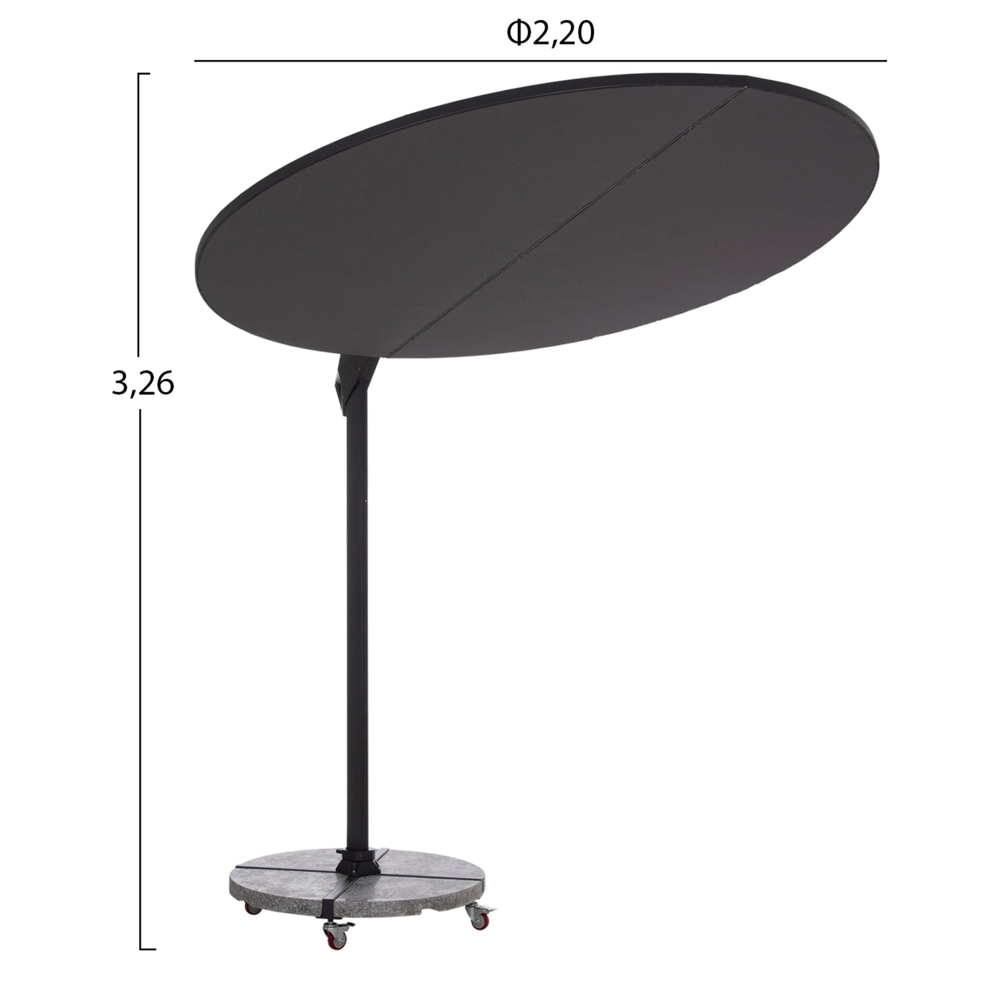 UMBRELLA WITH GROUND BASE SERIES CANNOPY HM21285.01 ALUMINUM & GRANITE--PENCIL GREY COLOR Φ2.2m