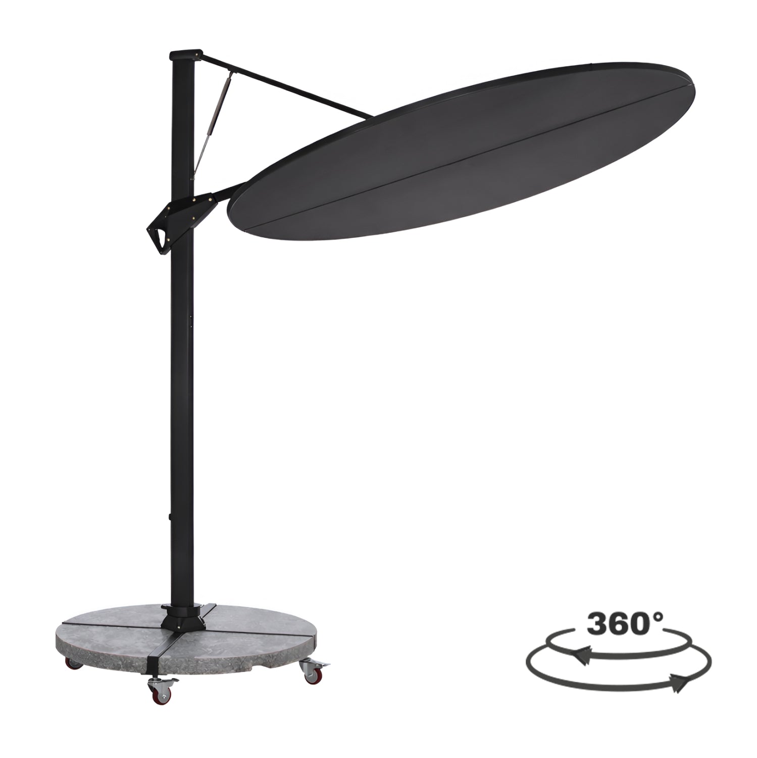 UMBRELLA WITH GROUND BASE SERIES CANNOPY HM21285.01 ALUMINUM & GRANITE--PENCIL GREY COLOR Φ2.2m