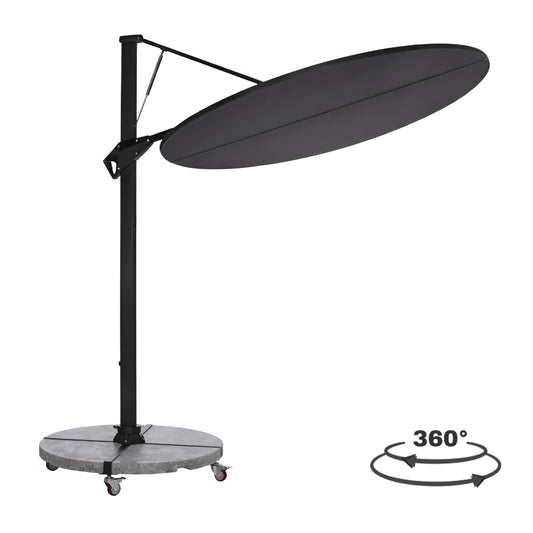 UMBRELLA WITH GROUND BASE SERIES CANNOPY HM21285.01 ALUMINUM & GRANITE--PENCIL GREY COLOR Φ2.2m