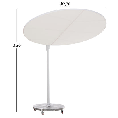 UMBRELLA WITH GROUND BASE SERIES CANNOPY HM21285.02 ALUMINUM & GRANITE--WHITE COLOR Φ2.2m