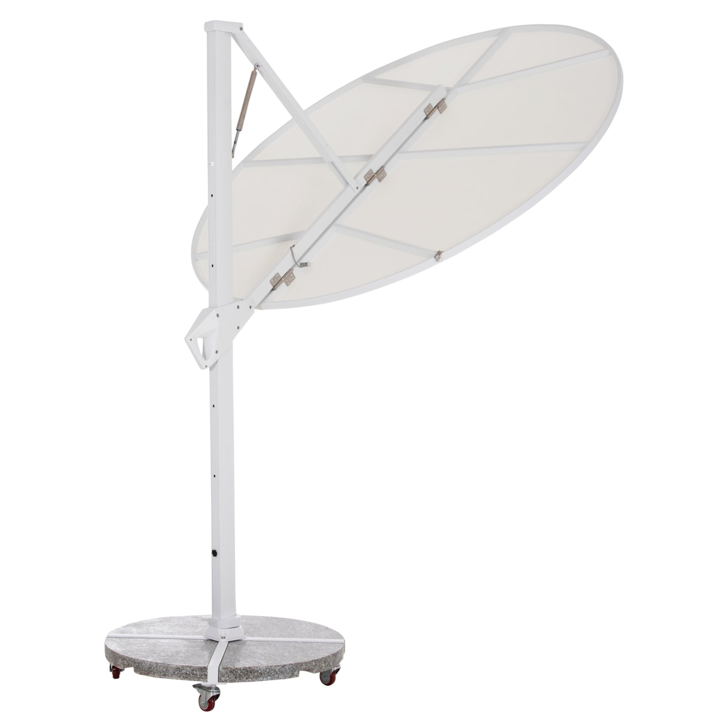 UMBRELLA WITH GROUND BASE SERIES CANNOPY HM21285.02 ALUMINUM & GRANITE--WHITE COLOR Φ2.2m