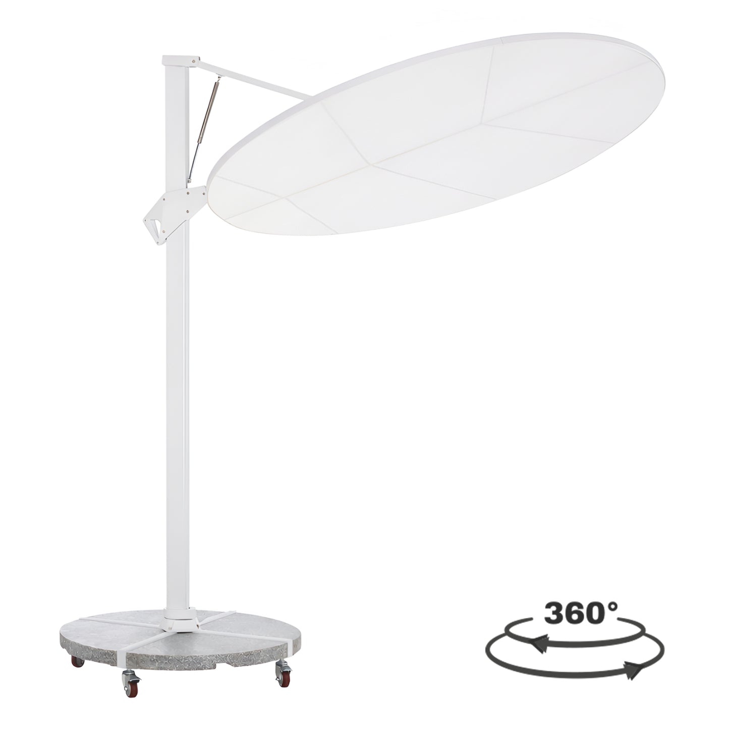 UMBRELLA WITH GROUND BASE SERIES CANNOPY HM21285.02 ALUMINUM & GRANITE--WHITE COLOR Φ2.2m