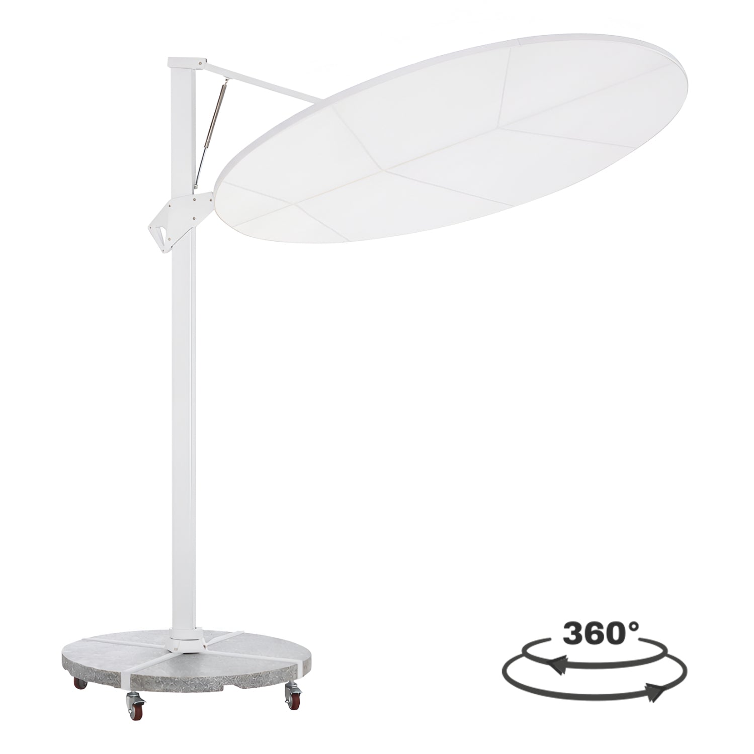UMBRELLA WITH GROUND BASE SERIES CANNOPY HM21285.02 ALUMINUM & GRANITE--WHITE COLOR Φ2.2m