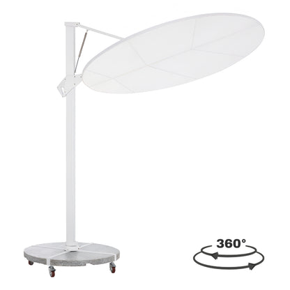 UMBRELLA WITH GROUND BASE SERIES CANNOPY HM21285.02 ALUMINUM & GRANITE--WHITE COLOR Φ2.2m