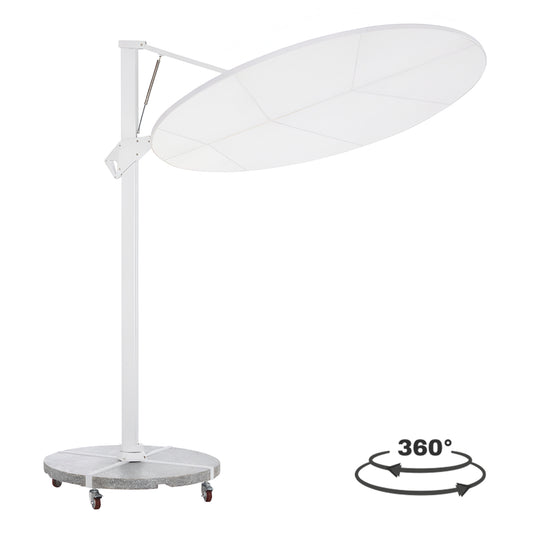 UMBRELLA WITH GROUND BASE SERIES CANNOPY HM21285.02 ALUMINUM & GRANITE--WHITE COLOR Φ2.2m