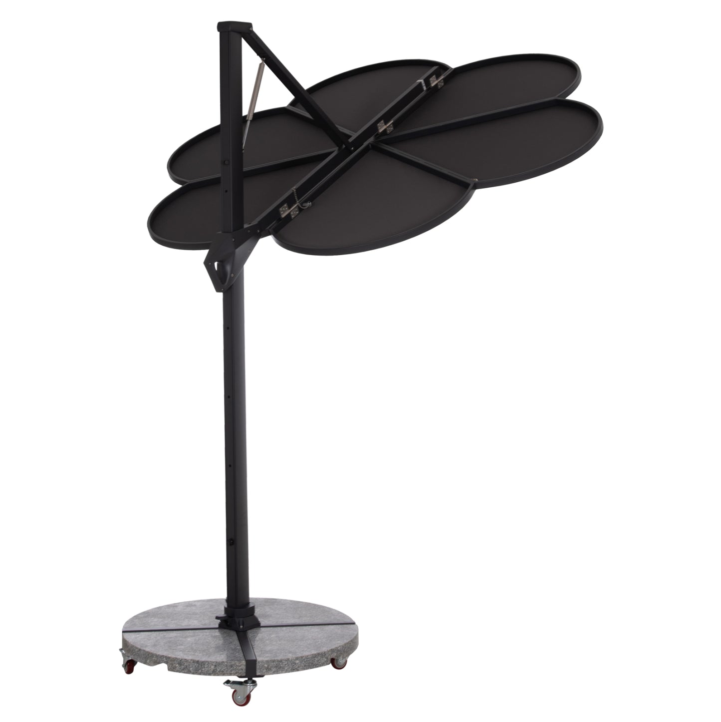 UMBRELLA WITH GROUND BASE SERIES CANNOPY (flower) HM21286.01 ALUMINUM & GRANITE--PENCIL GREY COLOR 2.38x2.2m