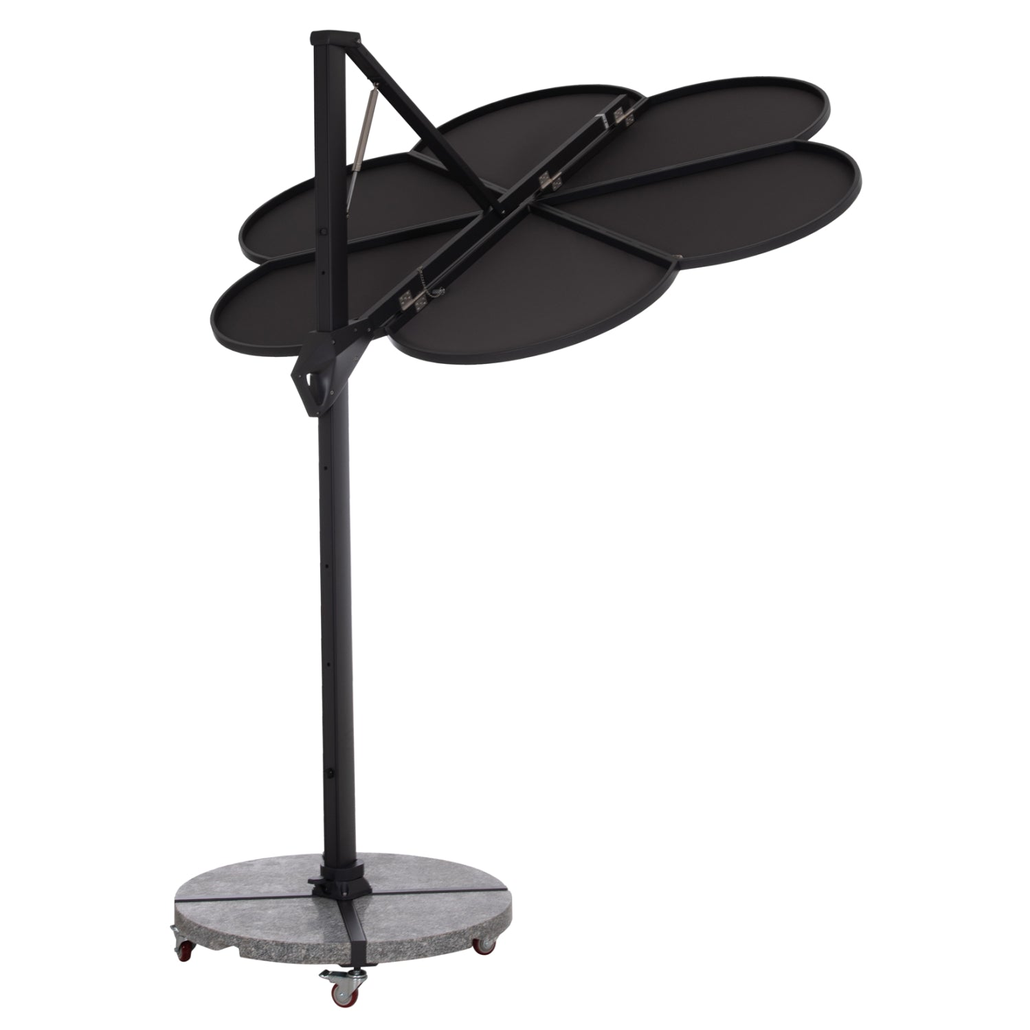 UMBRELLA WITH GROUND BASE SERIES CANNOPY (flower) HM21286.01 ALUMINUM & GRANITE--PENCIL GREY COLOR 2.38x2.2m
