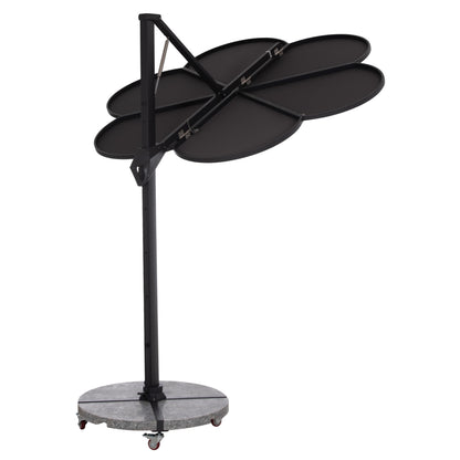 UMBRELLA WITH GROUND BASE SERIES CANNOPY (flower) HM21286.01 ALUMINUM & GRANITE--PENCIL GREY COLOR 2.38x2.2m