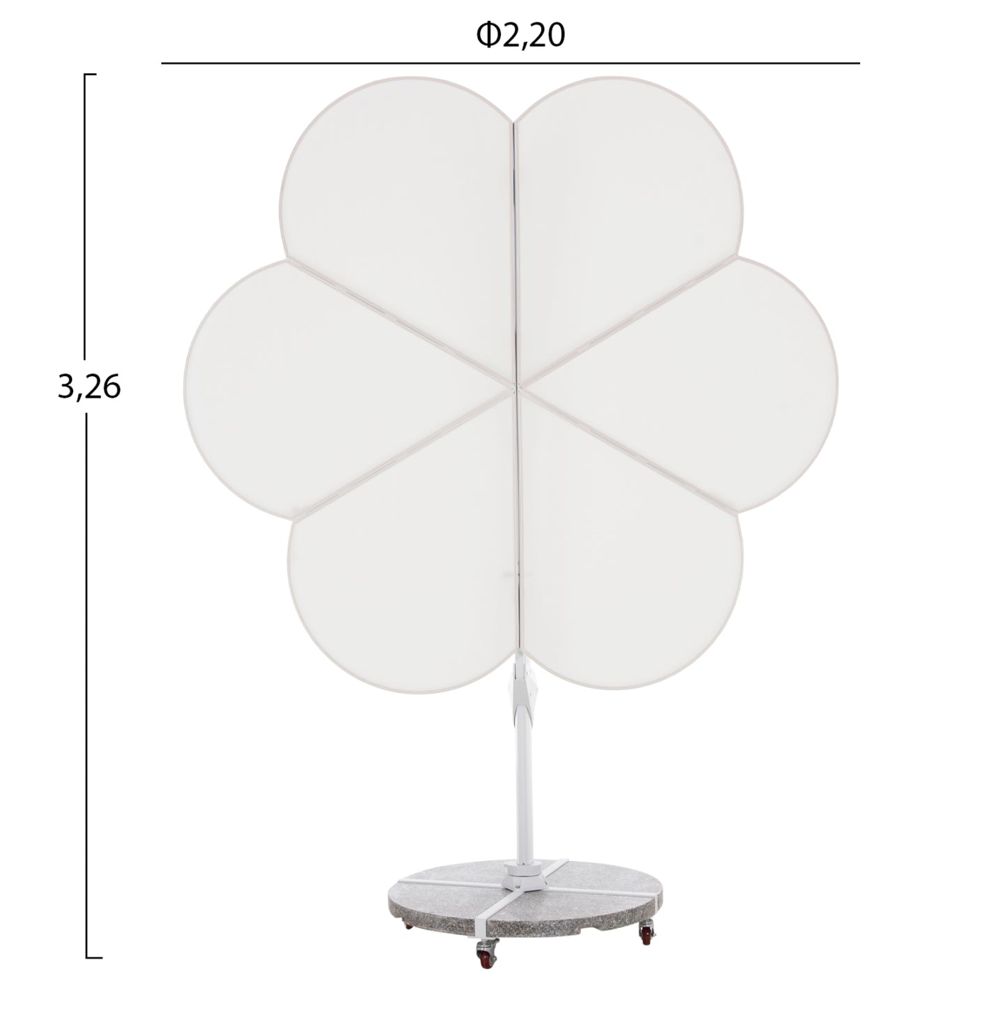 UMBRELLA WITH GROUND BASE SERIES CANNOPY (flower) HM21286.02 ALUMINUM & GRANITE--WHITE COLOR 2.38x2.2m