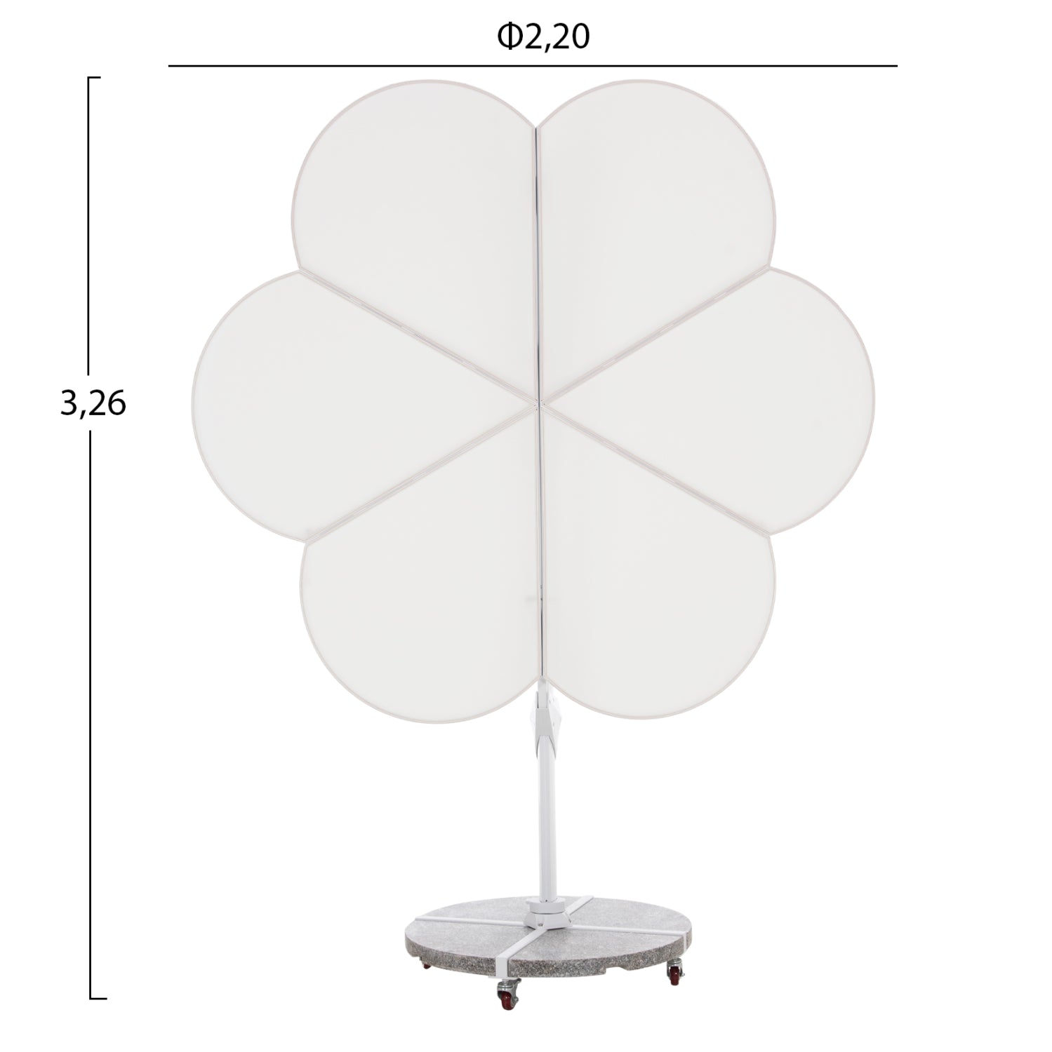 UMBRELLA WITH GROUND BASE SERIES CANNOPY (flower) HM21286.02 ALUMINUM & GRANITE--WHITE COLOR 2.38x2.2m