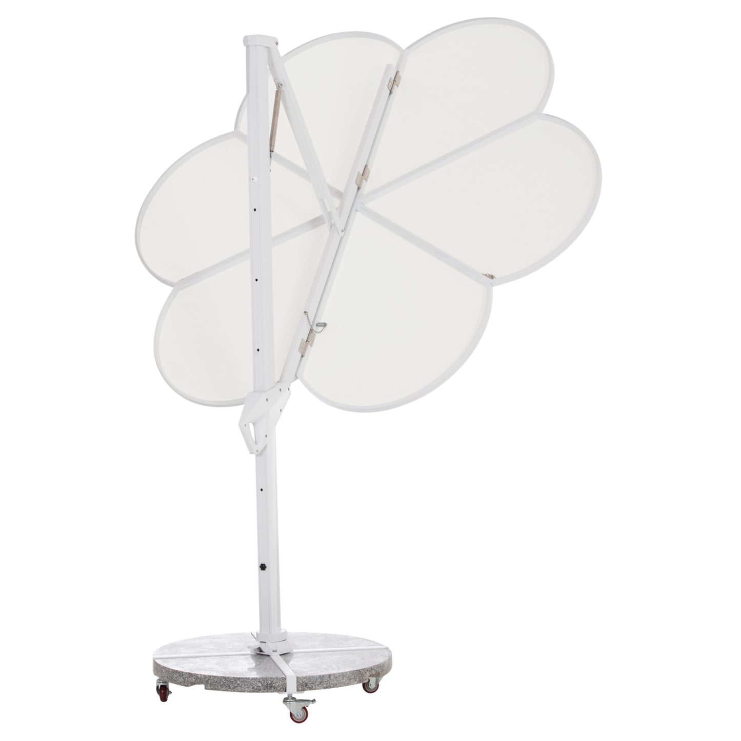 UMBRELLA WITH GROUND BASE SERIES CANNOPY (flower) HM21286.02 ALUMINUM & GRANITE--WHITE COLOR 2.38x2.2m