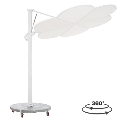 UMBRELLA WITH GROUND BASE SERIES CANNOPY (flower) HM21286.02 ALUMINUM & GRANITE--WHITE COLOR 2.38x2.2m