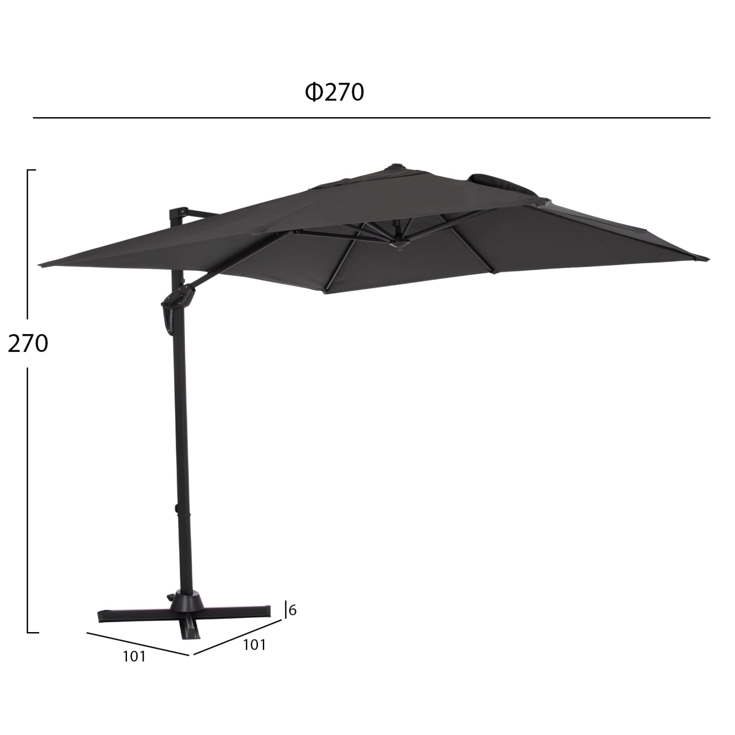 POOLSIDE UMBRELLA JAVANTE HM6623.01 GREY ALUMINUM & SHADE 2.7x2.7x2.7Hcm.