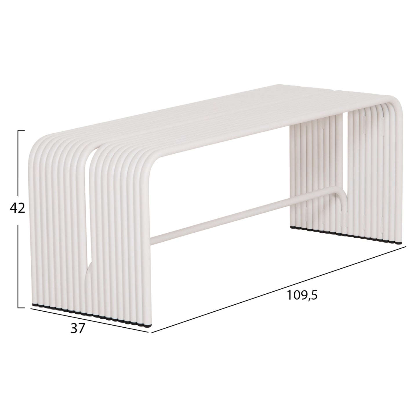 BENCH 2-SEATER SERIES INTREPID HM6327.02 ALUMINUM IN WHITE 109,5x37x42Hcm.
