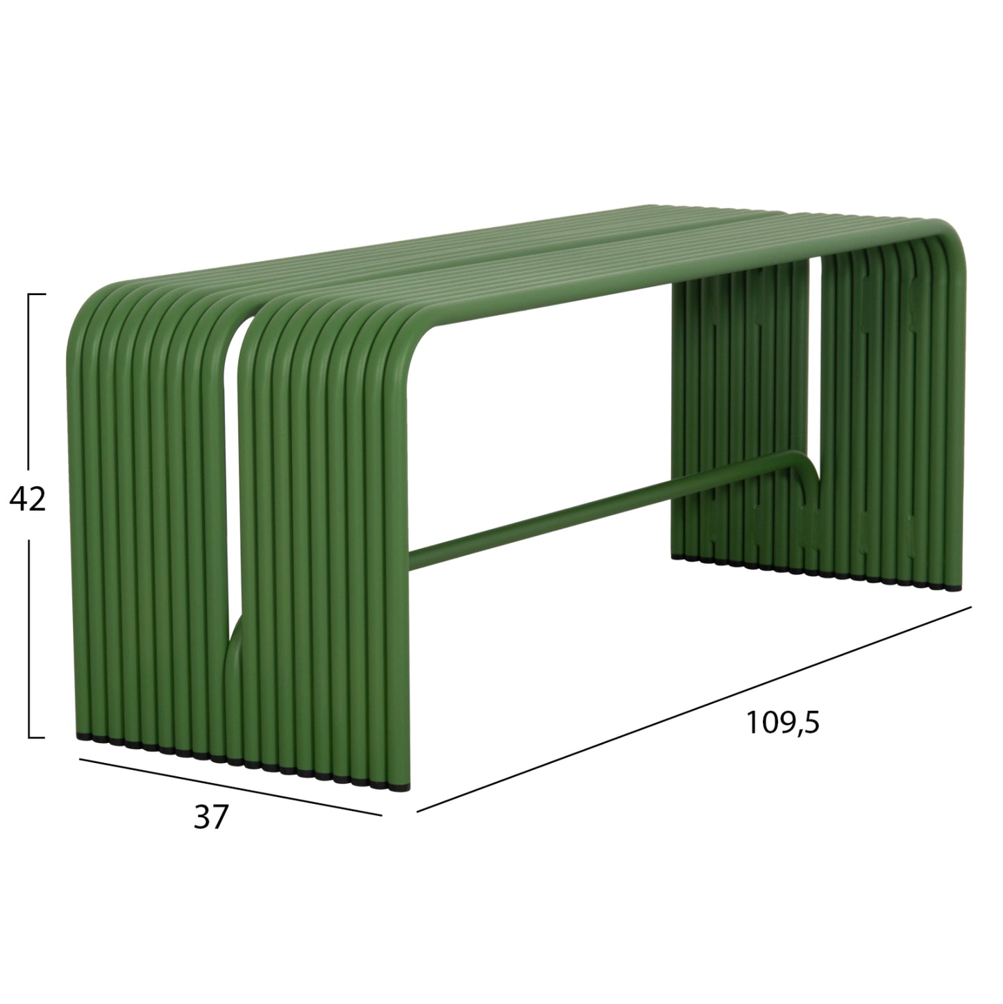 BENCH 2-SEATER SERIES INTREPID HM6327.07 ALUMINUM IN GREEN COLOR 109,5x37x42Hcm.