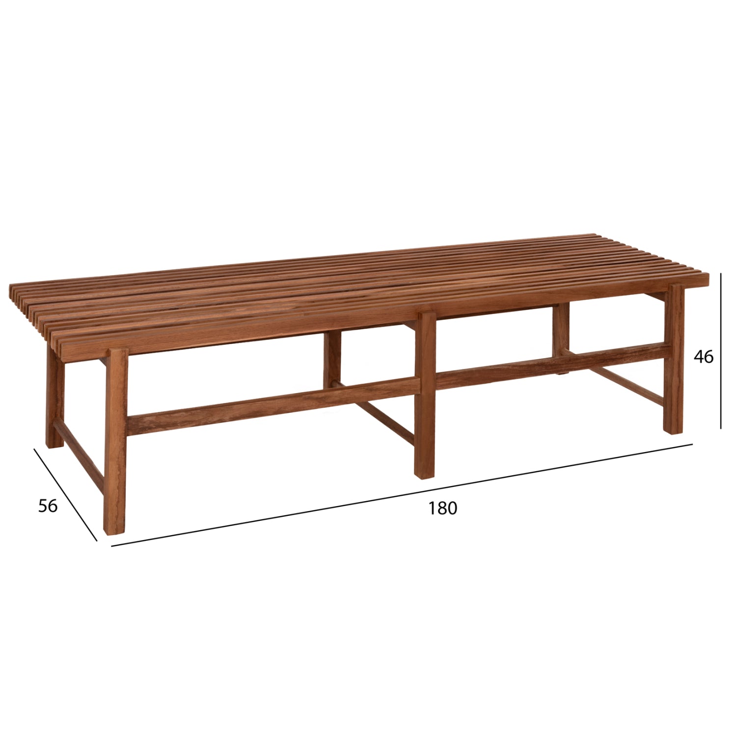BENCH 3-SEATER KRON HM9537 TEAK WOOD IN NATURAL COLOR 180x56x46Hcm.