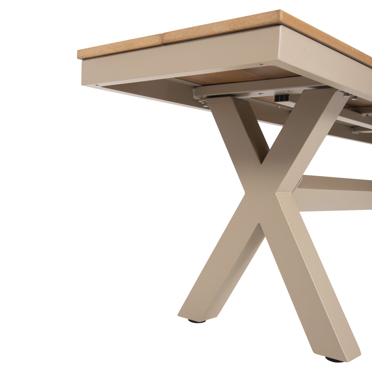 ALUMINUM BENCH TAWNEE HM6038.04 CHAMPAGNE COLOR- POLYWOOD SEAT IN NATURAL WOOD COLOR 150x36x45Hcm.