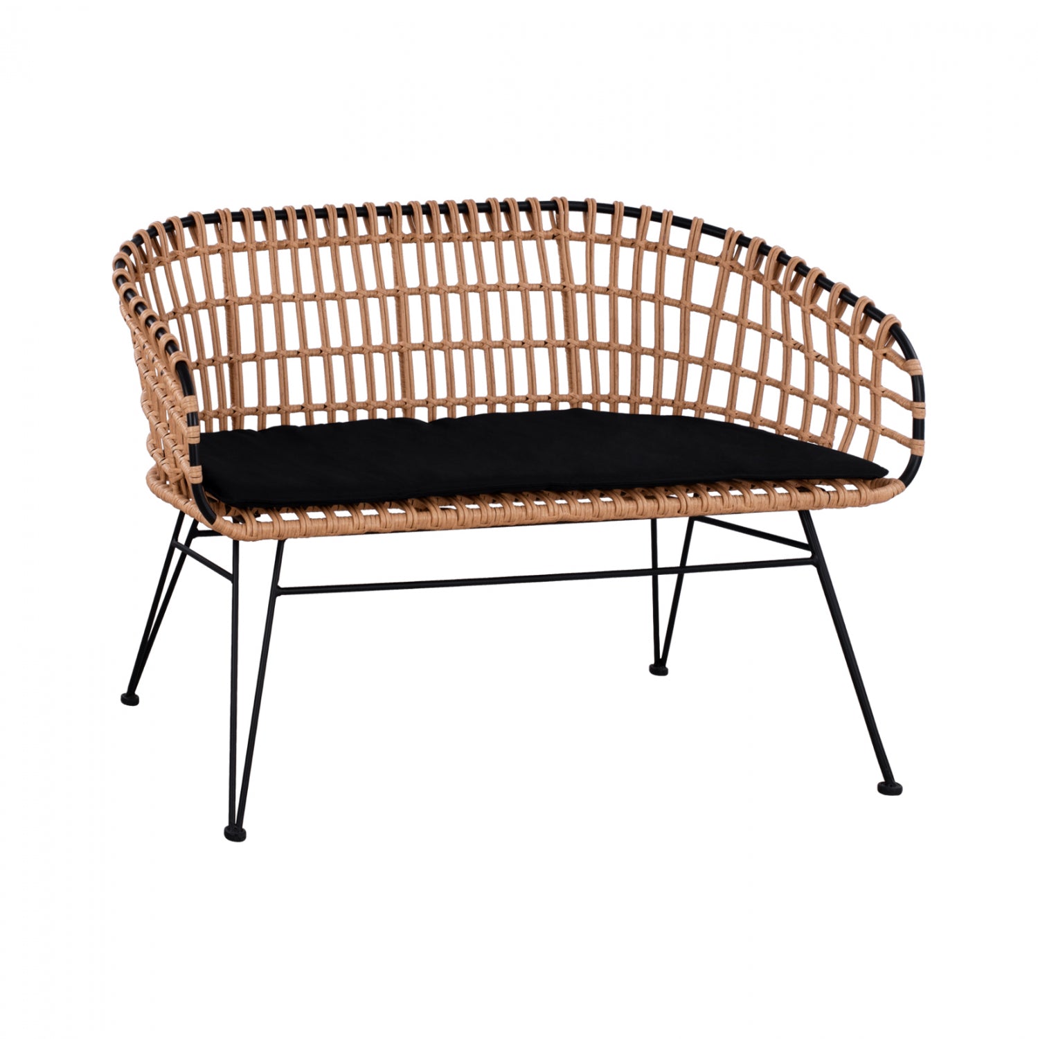 Metallic Bence Allegra HM5692 with wicker Black-Beige 124x57x77cm