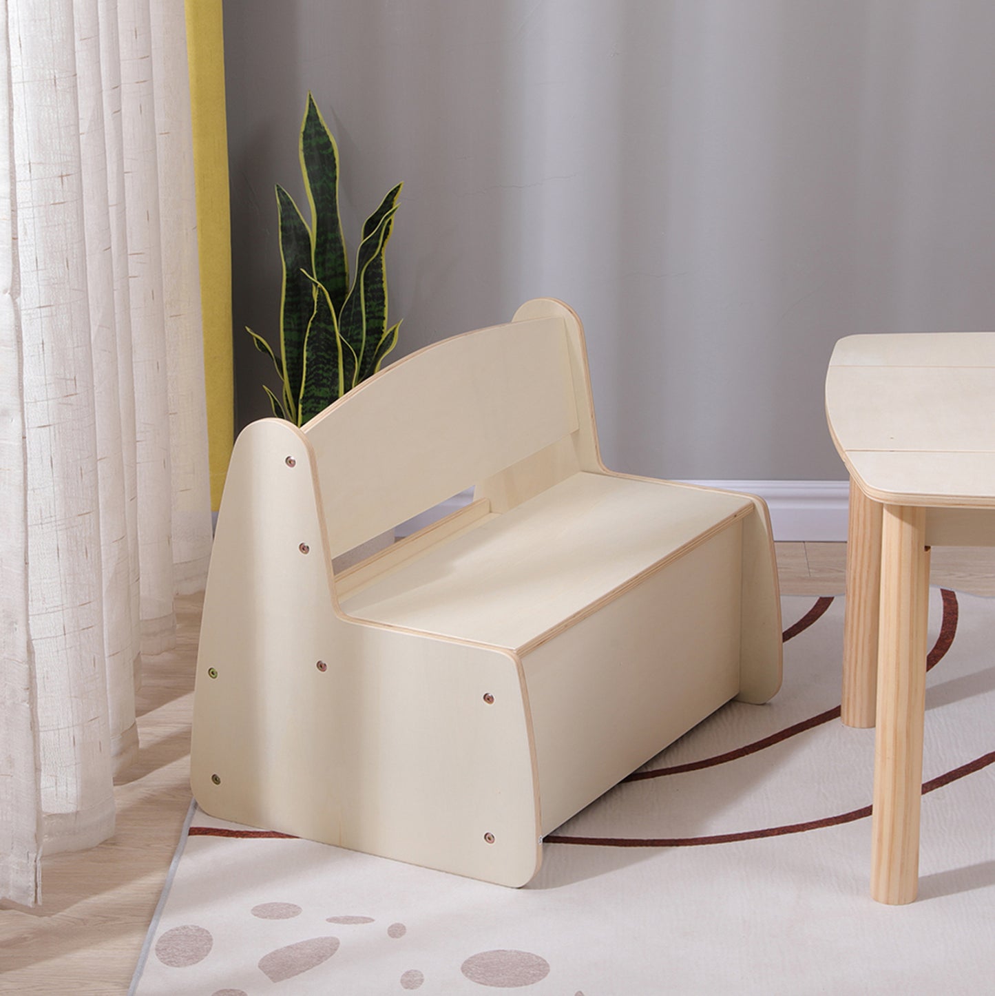 KIDS' BENCH WITH STORAGE RICKI HM18342.01 MDF & PLYWOOD IN NATURAL/CREAM 63x43x47Hcm.