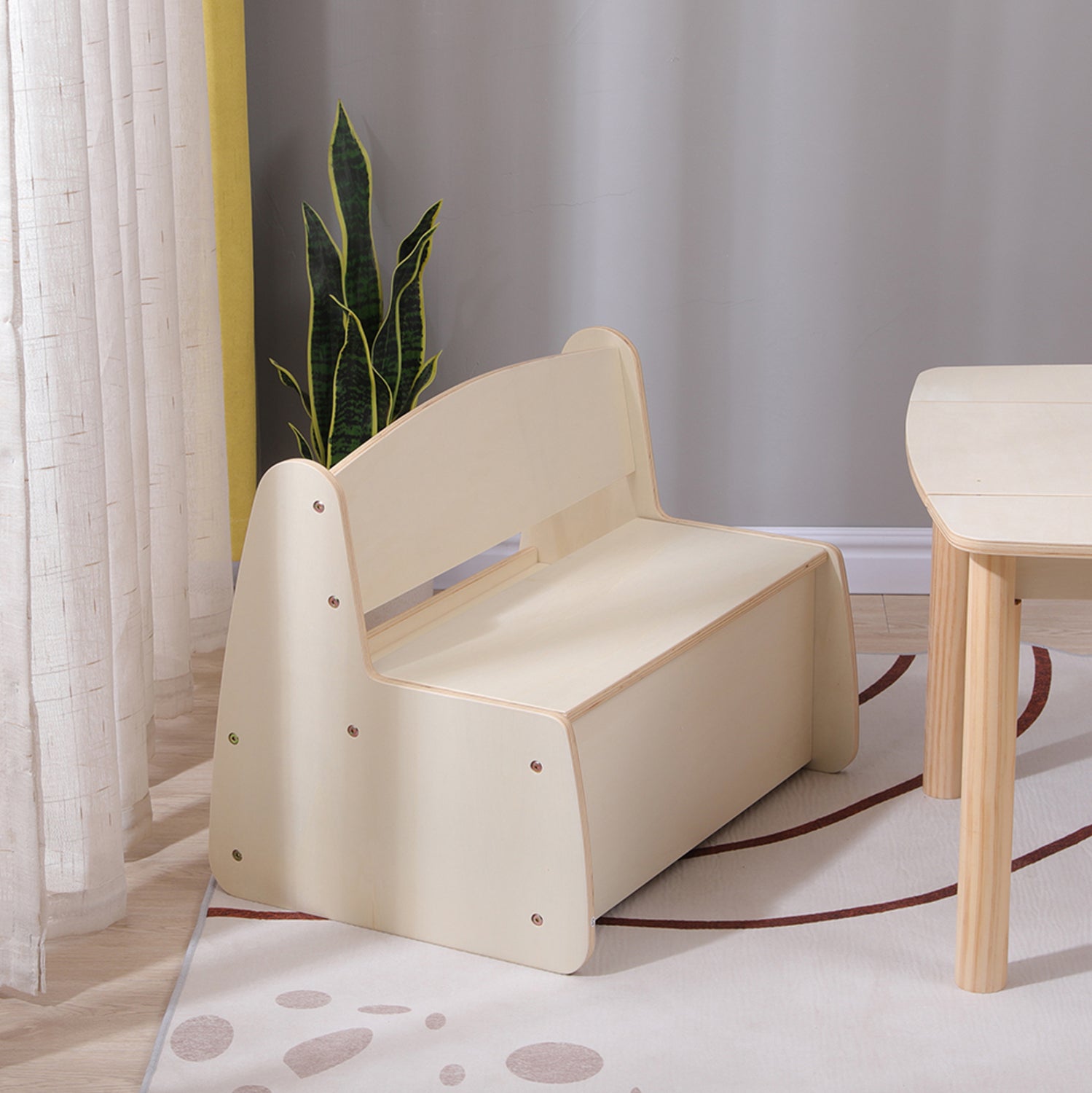 KIDS' BENCH WITH STORAGE RICKI HM18342.01 MDF & PLYWOOD IN NATURAL/CREAM 63x43x47Hcm.