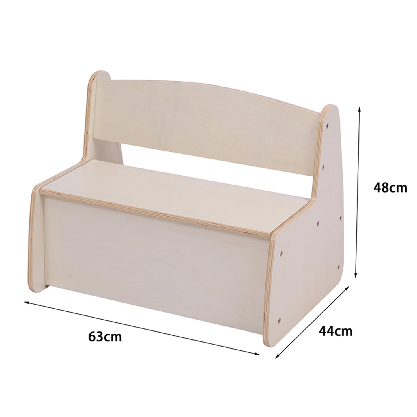 KIDS' BENCH WITH STORAGE RICKI HM18342.01 MDF & PLYWOOD IN NATURAL/CREAM 63x43x47Hcm.