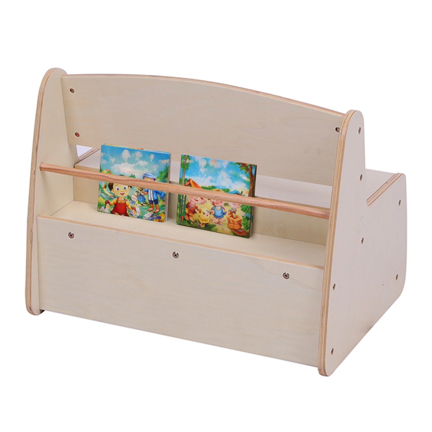 KIDS' BENCH WITH STORAGE RICKI HM18342.01 MDF & PLYWOOD IN NATURAL/CREAM 63x43x47Hcm.