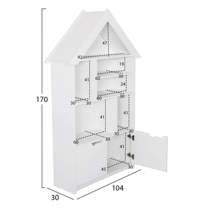 KIDS' BOOKCASE DREY HM18229.01 MELAMINE WHITE 104x30x170Hcm.
