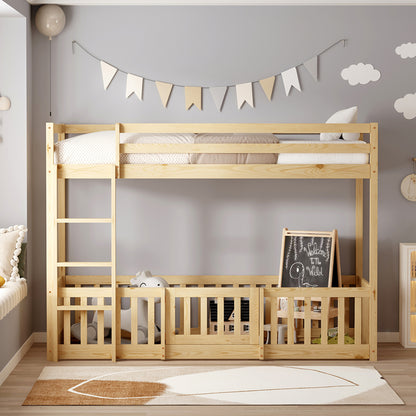 CHILDREN'S BUNKBED t.MONTESSORI PLAYKID WITH PLAYPARK HM703.01 PINE WOOD IN NATURAL FOR 190x90cm..