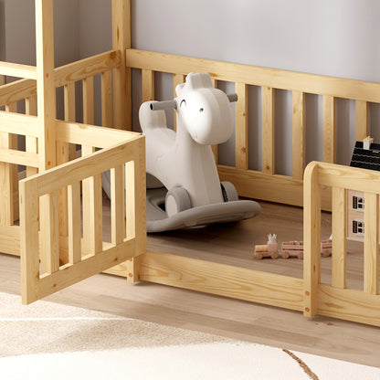 CHILDREN'S BUNKBED t.MONTESSORI PLAYKID WITH PLAYPARK HM703.01 PINE WOOD IN NATURAL FOR 190x90cm..