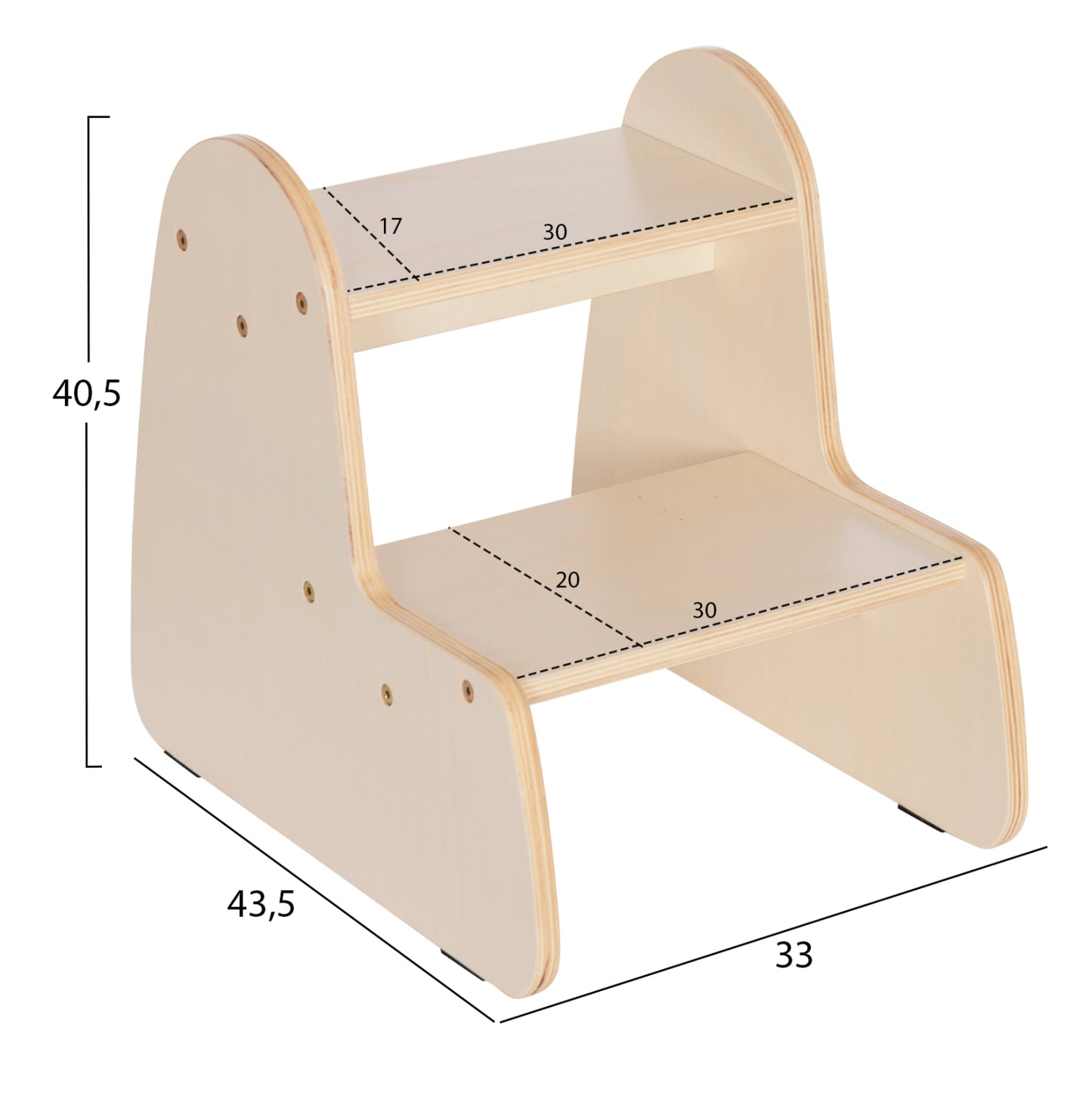 KIDS' STEP STOOL RICKI HM18340.01 MDF & PLYWOOD IN NATURAL 33x43.5x40.5Hcm.